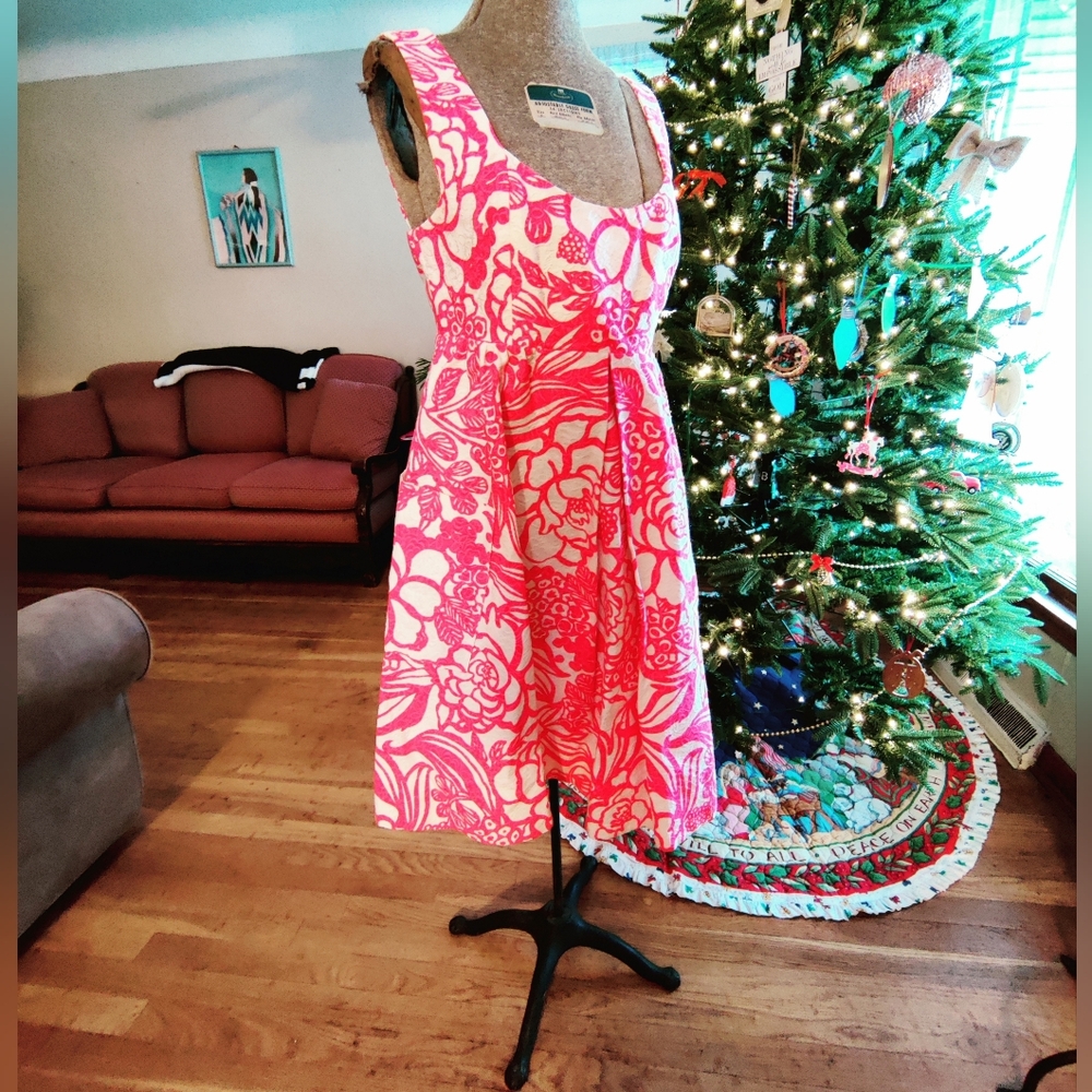 Pink and White Floral Dress